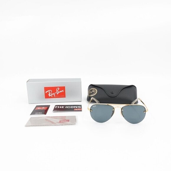 Ray-Ban RB3449 59mm Aviator Sunglasses Gray and Gold OS - Picture 5 of 15